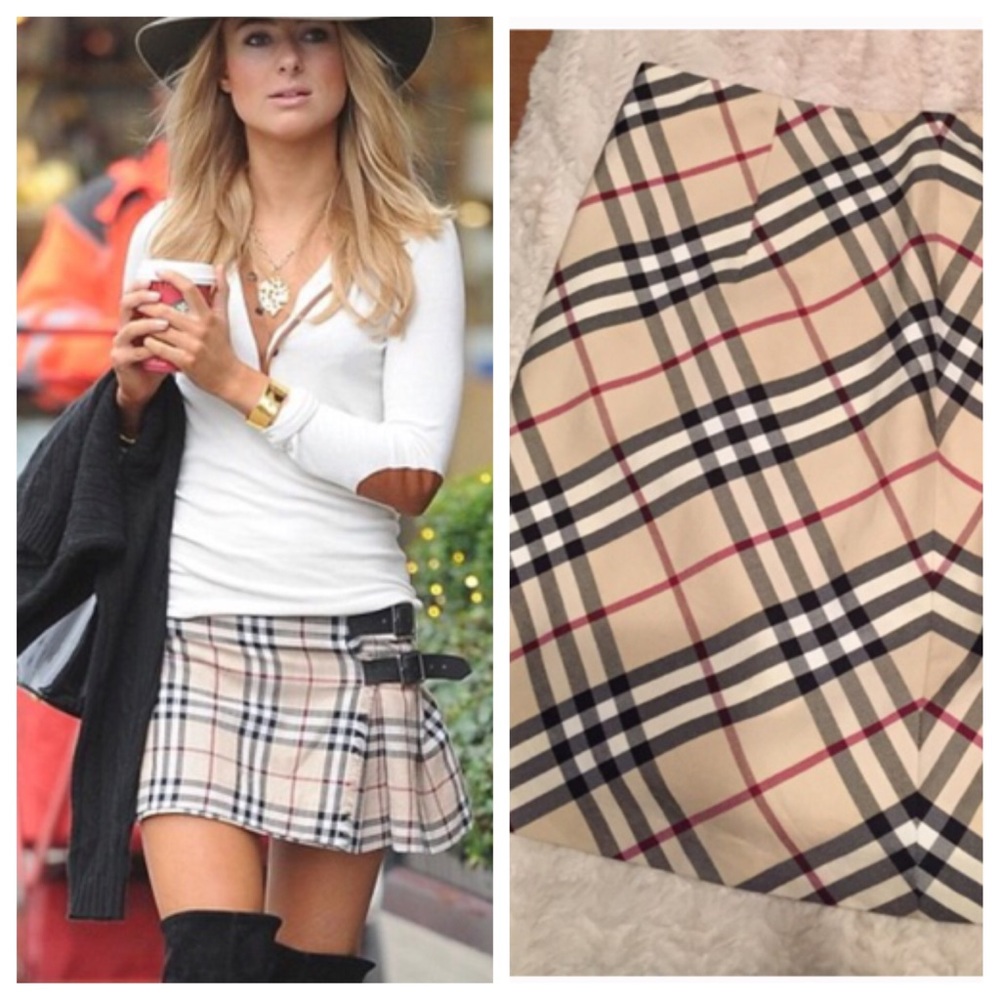 Auth. Burberry London nova check plaid mini skirt
